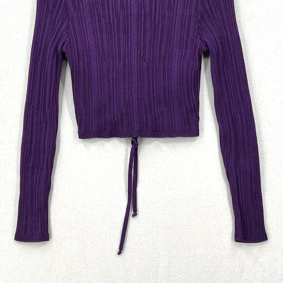 PAOLA BERNARDI Andressa Cropped Cardigan Medium Purple Sparkle Knit Long Sleeve - Picture 7 of 13